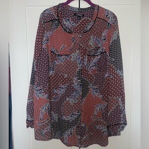 Women's Paisley Print Top - Red and Black